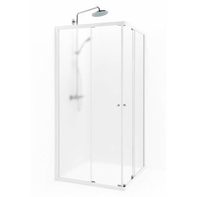 Macro Design Duschhörna Flow Rak 99 Vit Frostat glas