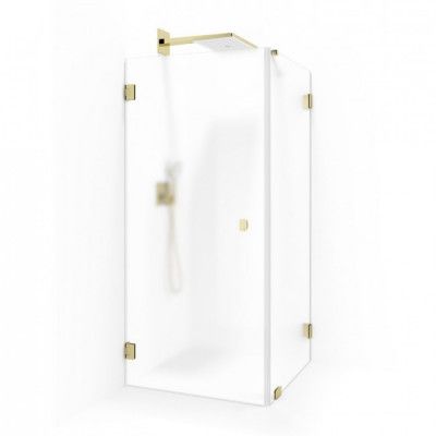 Macro Design Grace Swing Duschhörna 80x80 frostat glas mässing beslag