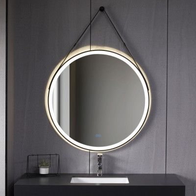 Rund spegel 60cm | Hängrem | LED-belysning& anti-fog