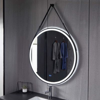 Rund spegel 80cm | Hängrem | LED-belysning& anti-fog