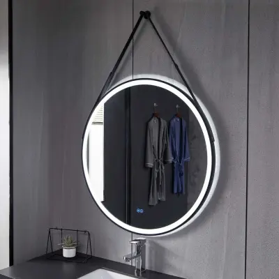 Rund spegel 80cm | Hängrem | LED-belysning& anti-fog