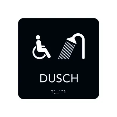 SKYLT UNIGRAPHICS RWC DUSCH TAKTIL SVART 150X150MM | Beijerbygg Byggmaterial