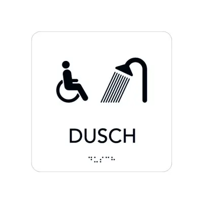 SKYLT UNIGRAPHICS RWC DUSCH TAKTIL VIT 150X150MM | Beijerbygg Byggmaterial