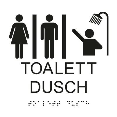 SKYLT UNIGRAPHICS WC DUSCH DAM HERR TAKTIL VIT 150X150MM | Beijerbygg Byggmaterial