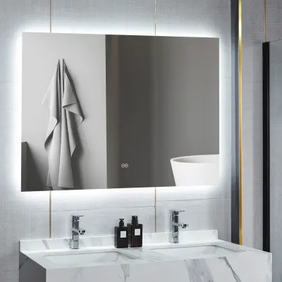 Stor badrumsspegel 120x100cm | LED-belysning& anti-fog