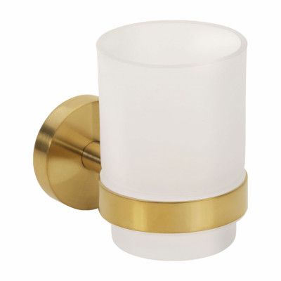 Tandborstglas Duschbyggarna Brass med Hållare