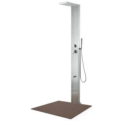 Komplett utedusch | Handdusch och tappkran | Borstat rostfritt stål