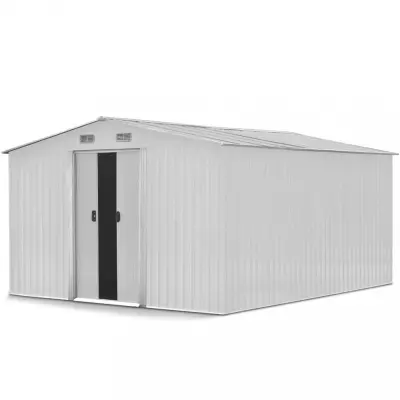Förråd och redskapsbod 12,5m² | Dubbel skjutdörr | Bas ingår | Vit