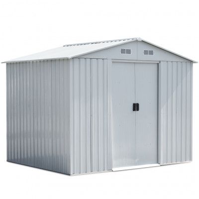 Förråd och redskapsbod 5,3m² | Skjutdörr | Med bas | Vit