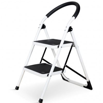 Liten hopfällbar trappstege | 2 steg | Vit