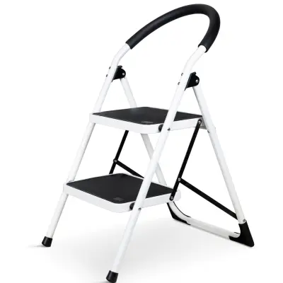 Liten hopfällbar trappstege | 2 steg | Vit