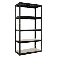 Hylla Home It Stål Med 5 Trävåningar 1800×900×450 mm Svart