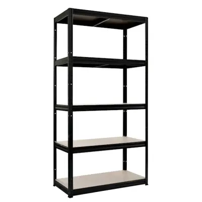Hylla Home It Stål Med 5 Trävåningar 1800×900×450 mm Svart