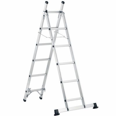 Hopfällbar A-stege | 2,57 m - 6 steg | Aluminium