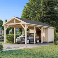 Palmako Carport Robert 23,1 M² + Förråd Shingel, Målad Mörkgrå + Mörkgrå