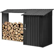 Vedskjul med förråd 270x105cm | Galvaniserat stål
