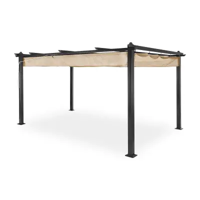 Pergola | 3x4m | Mörkgrå stomme | Beige vävnad