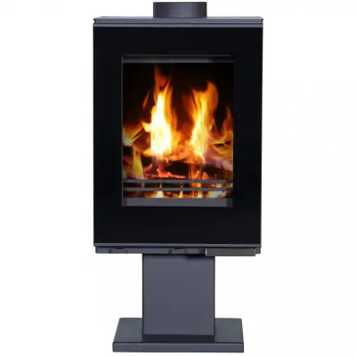 Braskamin 9 kW | Vedeldad kamin med glasfront | Raumo