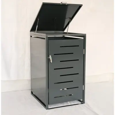 Soptunneskjul 1 kärl | Låsbar | Gasfjäder&ventilation | Mörkgrå metall