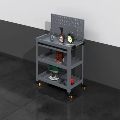 Arbetsvagn med pegboard |3 hyllplan | kompakt design