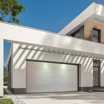 Garageport Takskjutport med motor& fjärrkontroll | 3m bred | Vit