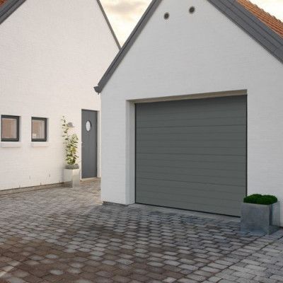 Norgate takskjutport Panel - Askgrå 240 x 198 med enkelskena, Utan motor