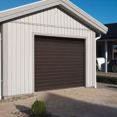 Panel - Brun Norgate takskjutport 240 x 214 med enkelskena, Utan motor