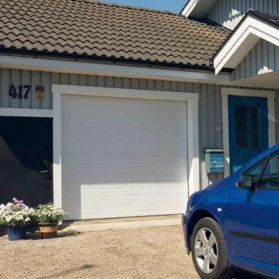 Panel - Vit Norgate takskjutport 240 x 198 med enkelskena, Utan motor