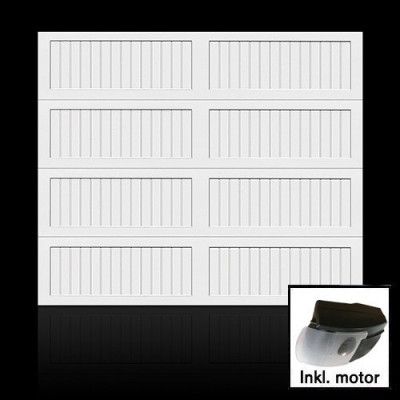 Plus Ram - Vit Norgate takskjutport 240 x 198 med enkelskena, Med motor