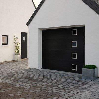 Norgate takskjutport Plus Trend - Svart med fönster 240 x 214 med enkelskena, Utan motor