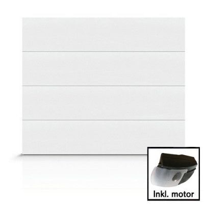 Plus Trend - Vit Norgate takskjutport 240 x 214 med dubbelskena, Med motor