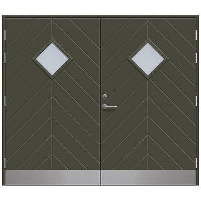 Slagport Saxtorp 2400 X 2100 Mm, Olivgrön, Frostat Glas