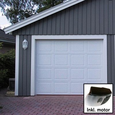 Spegel - Vit Norgate takskjutport 240 x 198 med dubbelskena, Med motor