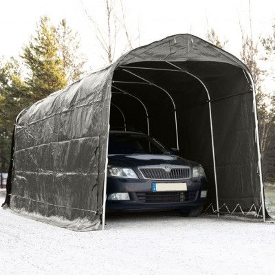 Garagetält 2,4x6m | 14,4m² - 500g/m² | PVC - Grå