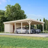 Palmako Carport Karl 40,6 M² + Förråd Papp, Grundmålad Vit