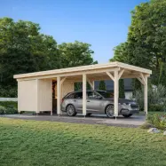 Palmako Carport Med Förråd Karl 23,1 M² + Förråd Papp, Målad Vit + Vit