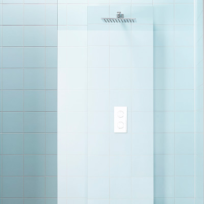 INR FRONT Kakel Kvadratisk Takdusch -  Blandarvägg vit inkl termostatblandare