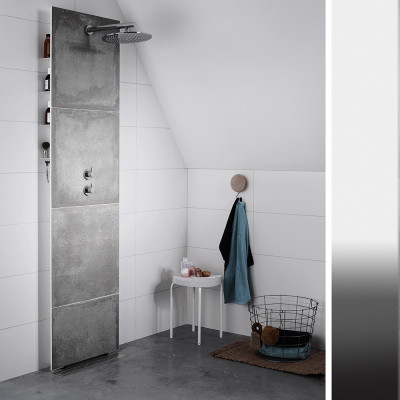 INR FRONT Kakel Rund Takdusch - Blandarvägg svart inkl termostatblandare