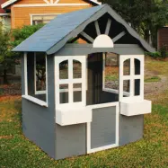 Lekstuga i trä 1m² | Komplett färdigmålad byggsats | Grå/vit