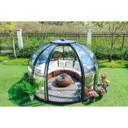 Runt växthus 13,2 m² | Exklusivt Uterum | Svart aluminium&kristallklara polykarbonatpaneler