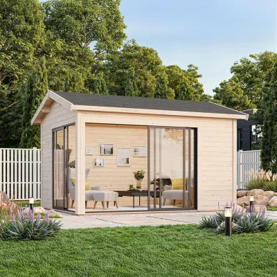 Palmako Stuga Amanda Slide 11,7 M² , Obehandlad , Enkelt Glas