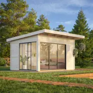 Stuga Andrea 11,7 M² Slide Plus , Målad Ljusgrå + Vit