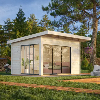 Stuga Andrea 11,7 M² Slide Shingel, Målad Vit + Antracit