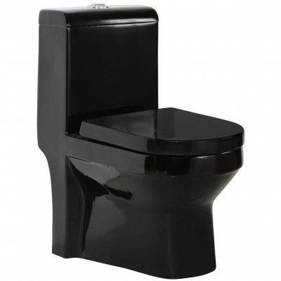 Golvstående toalett | Svart | P-lås