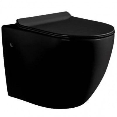 Vägghängd toalett inkl. Dold cistern | Svart | Toalettpaket