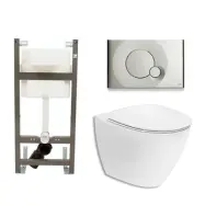 Vägghängd Toalettstol Ifö Spira Art 6245 Komplett med Spolknapp och WC-Fixtur