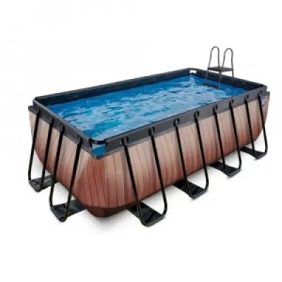 Pool 400x200x122cm med sandfilterpump - Brun