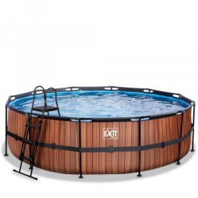 Pool ø488x122cm med sandfilterpump - Brun