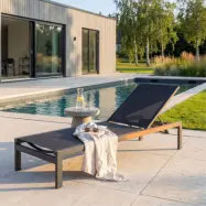 Solbädd i aluminium&textilene | Justerbar solsäng för pool | Copacabana Svart