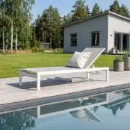 Solbädd i aluminium&textilene | Justerbar solsäng för pool | Copacabana Vit/Grå